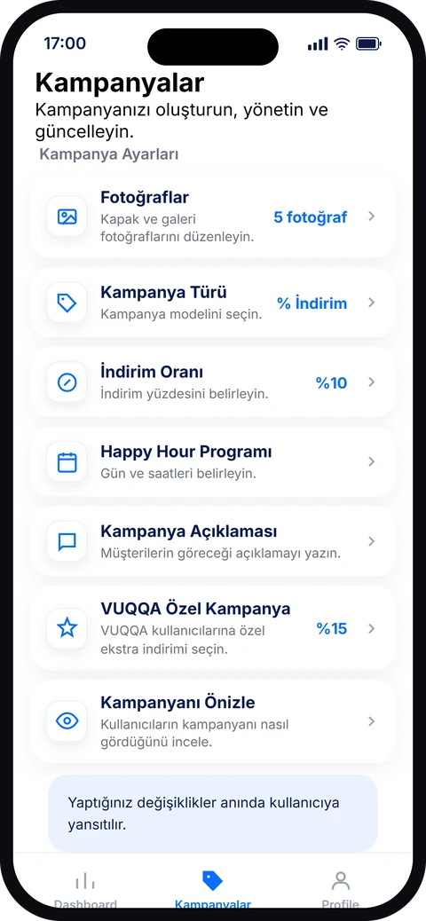 Kampanya ayarları